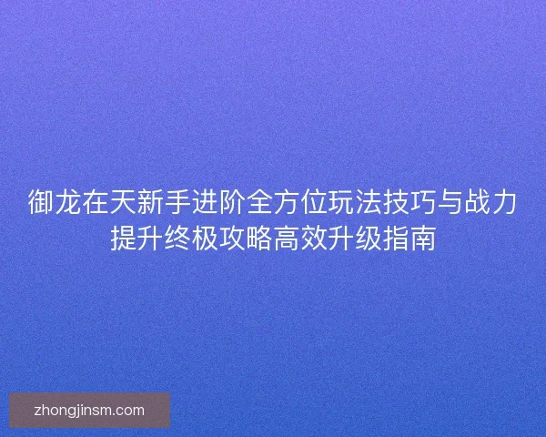御龙在天新手进阶全方位玩法技巧与战力提升终极攻略高效升级指南