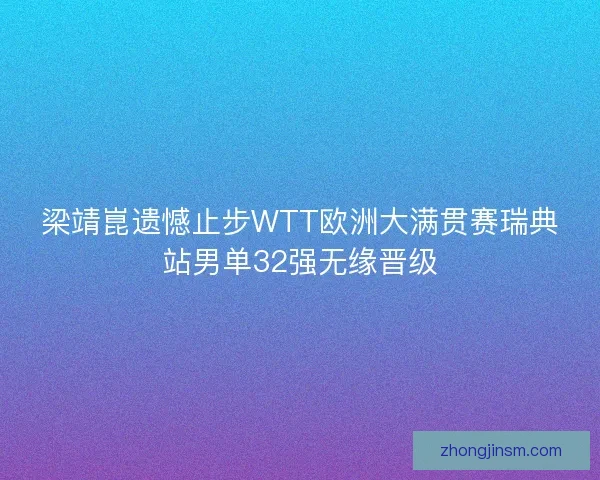 梁靖崑遗憾止步WTT欧洲大满贯赛瑞典站男单32强无缘晋级